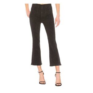 Free People LIKE NEW high rise faded black kick boot cut crop pull on denim 28